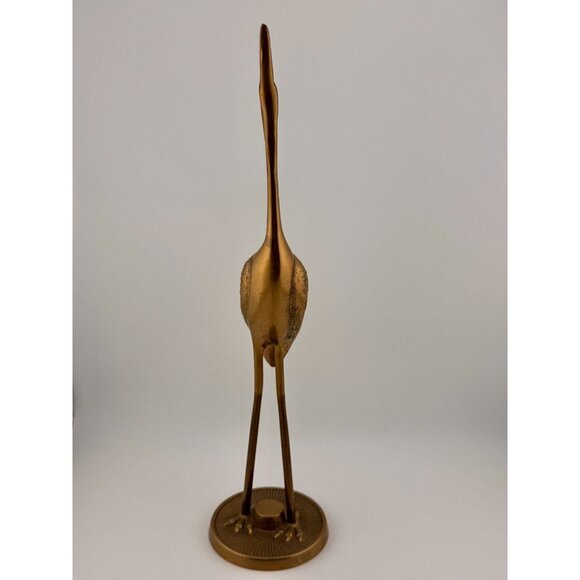 MCM Set Of 2 Heron Crane Egret Mid Century Modern Solid Brass Vintage 1970s - Picture 9 of 12